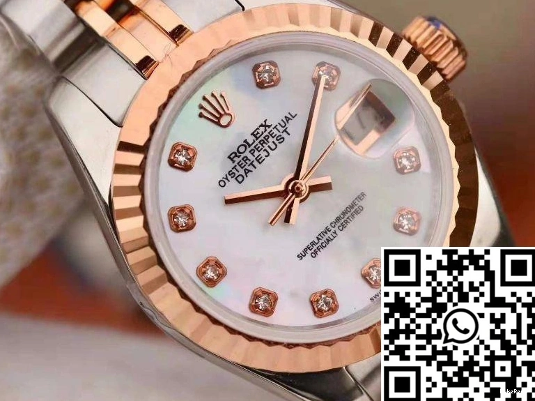 Datejust Dial Enamel Rose White Lady 28MM Gold Rolex 0403